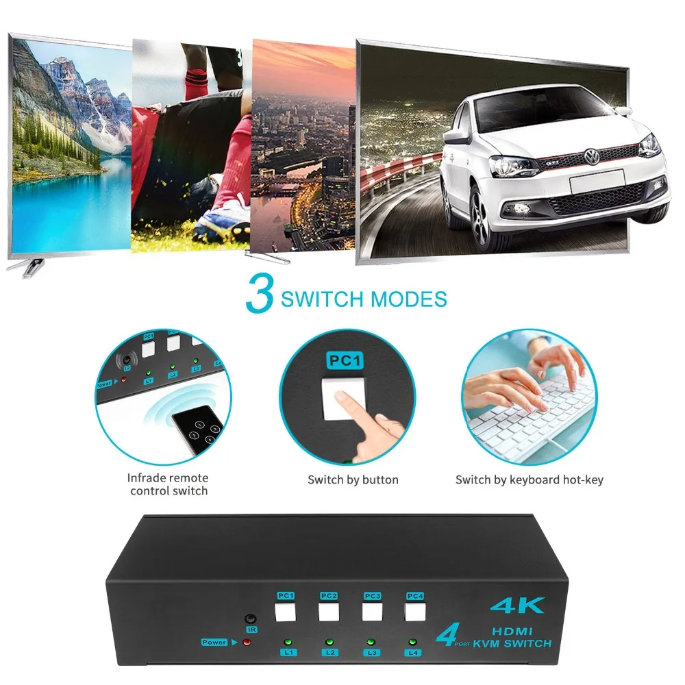 KVM-переключатель 2x1 4K HDMI USB 2 порта HDMI-переключатель 4x1 порт поддержки Ultra HD с