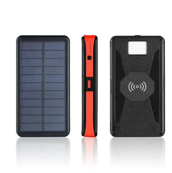 1 solar panel Red 20000mAh Solar Power Bank Qi Wireless Charger Solar Charger 2 USB Ports LED Light External Battery Power Bank For iPhone Xiaomi - Цвет: 1 solar panel Red