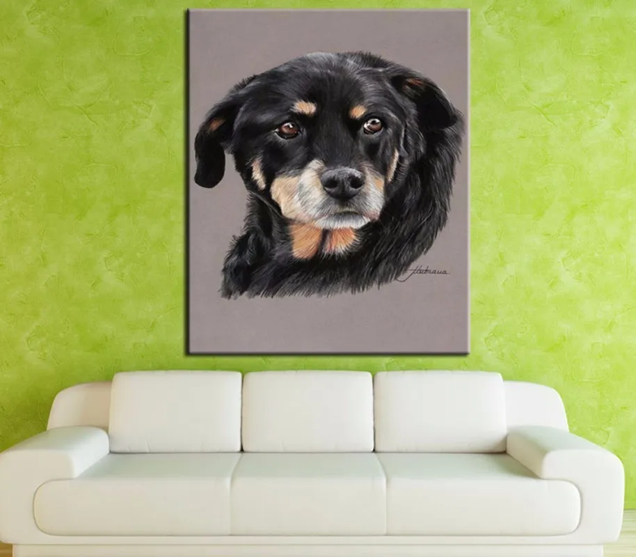 Wall art холст масло одного холста Современные одной декоративной живописи. собака