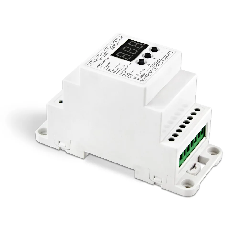 4CH постоянное напряжение DMX декодер din рейка DMX512 функция потери мощности