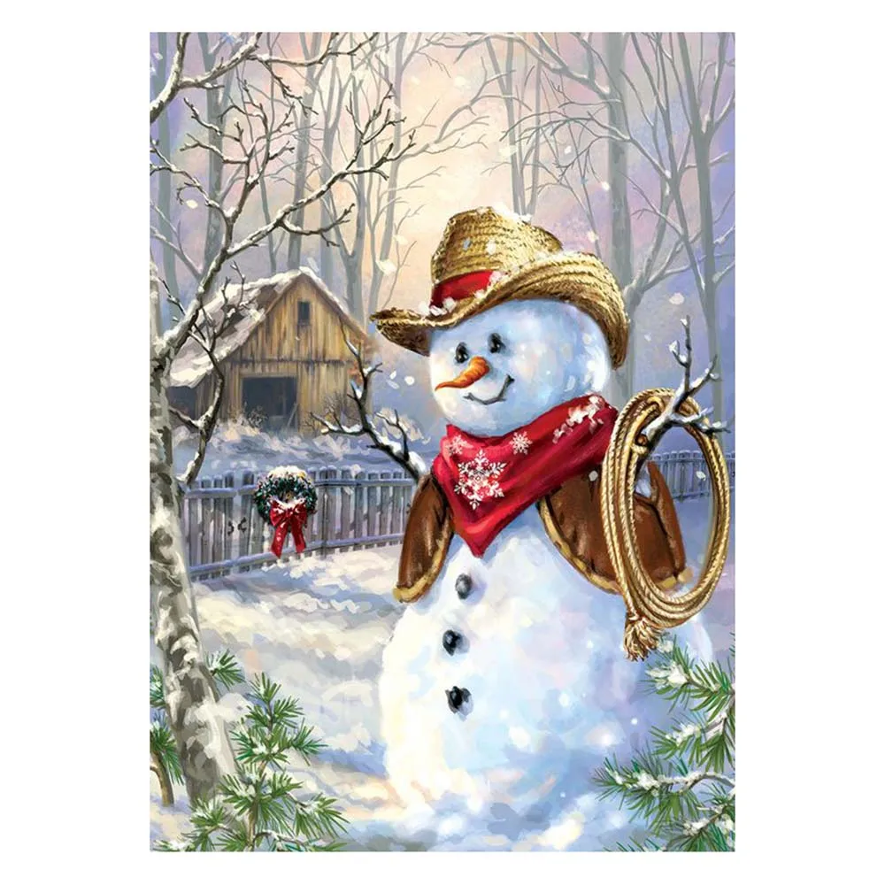 

Dpsprue Full Square/Round 5D Diy Diamond Painting Cross Stitch Christmas Snowman Small Courtyard 3D Embroidery Mosaic Gift