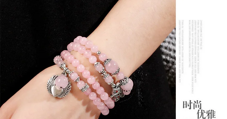 Новый натуральный розовый 6 мм Хрустальный Камень буддийские молитвенные бусы