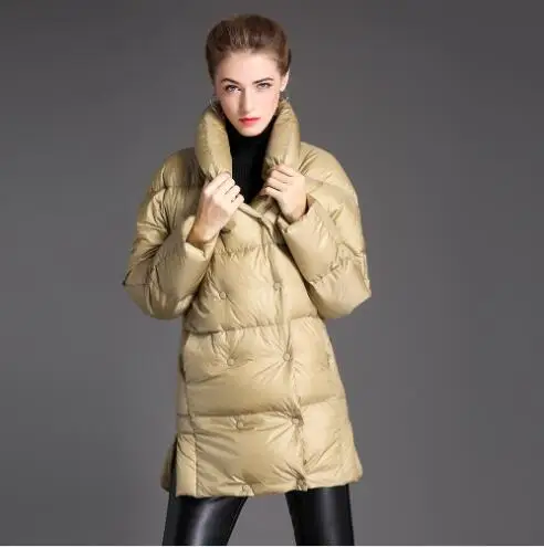 Khaki Женское пуховое пальто, модная зимняя утепленная пуховая куртка на утином пуху, Брендовая женская зимняя верхняя одежда, теплое пальто fr3038 - Цвет: Khaki
