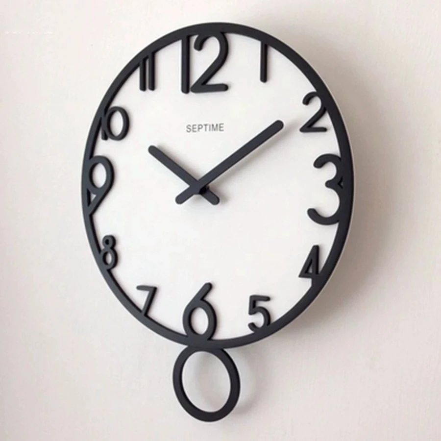 Single Side Wood Art Wall Clock Creative Modern A Watch Living Room Decoration Mute Saat Home AccessoriesB1035 | Дом и сад