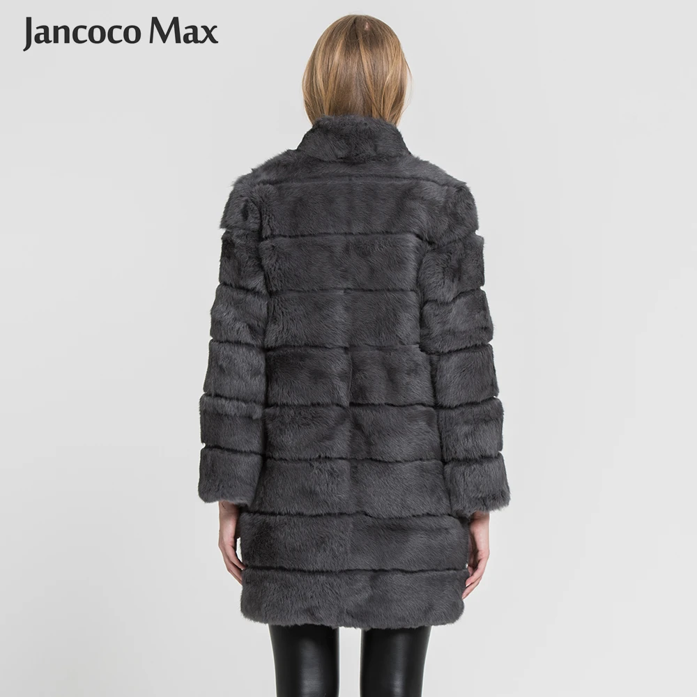 Jancoco Max новая зимняя куртка из натурального кроличьего меха теплая мягкая длинная шуба женское рождественское платье S1675