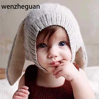 knitted kids rabbit ears caps autumn winter baby girls hats lovely toddlers beanies cap for baby photography props
