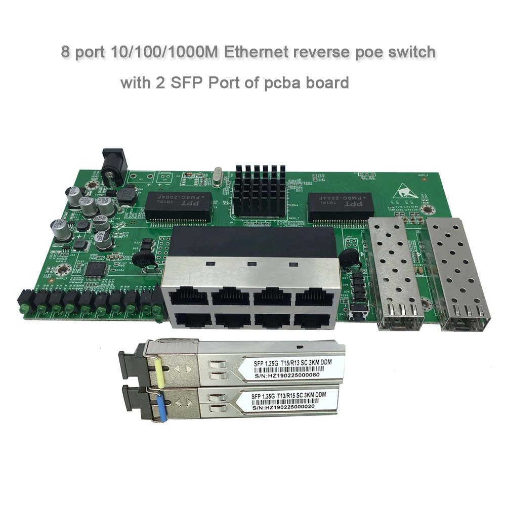 8 портовый гигабитный обратное питание Poe управляемый ethernet коммутатор с 2