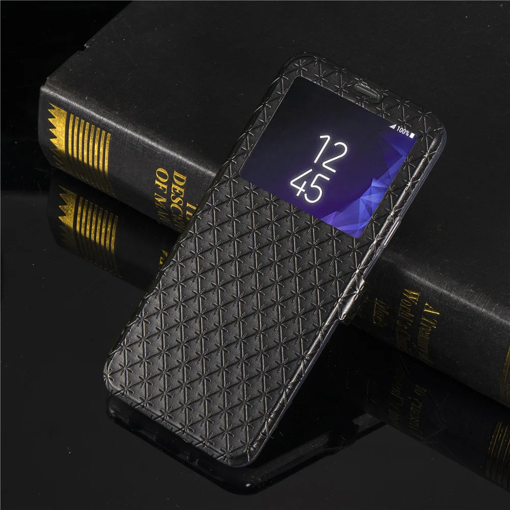 Окно бумажник чехол для Galaxy S9 флип-чехол из искусственной кожи защитный чехол крышка тонкий в виде книжки с подставкой с рисунком чехол для samsung Galaxy S9 плюс Чехол без искажения