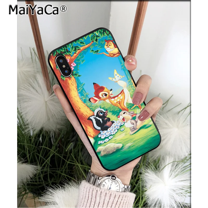 Силиконовый чехол MaiYaCa Sika deer Bambi из мягкого ТПУ черного цвета для iPhone 8 7 6 6S Plus 5 5S SE XR