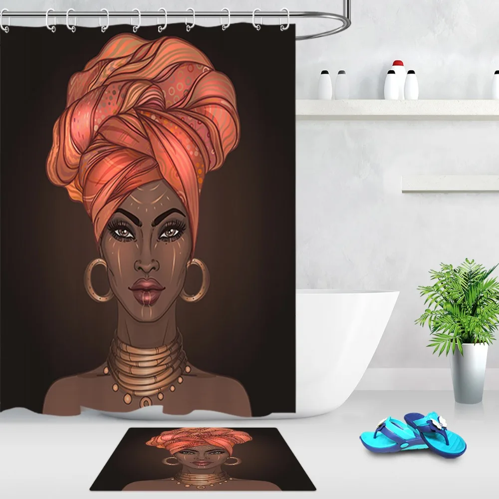 Сексуальные милые американские афро женские желтые оранжевые занавески для душа