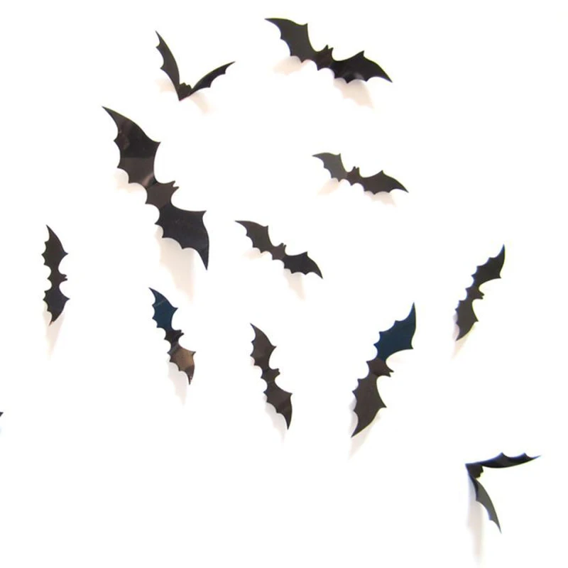 2 КОМПЛ. Черный 3D ПВХ Bat В Темноте Стикеров Стены Домой декора Гостиной Декора