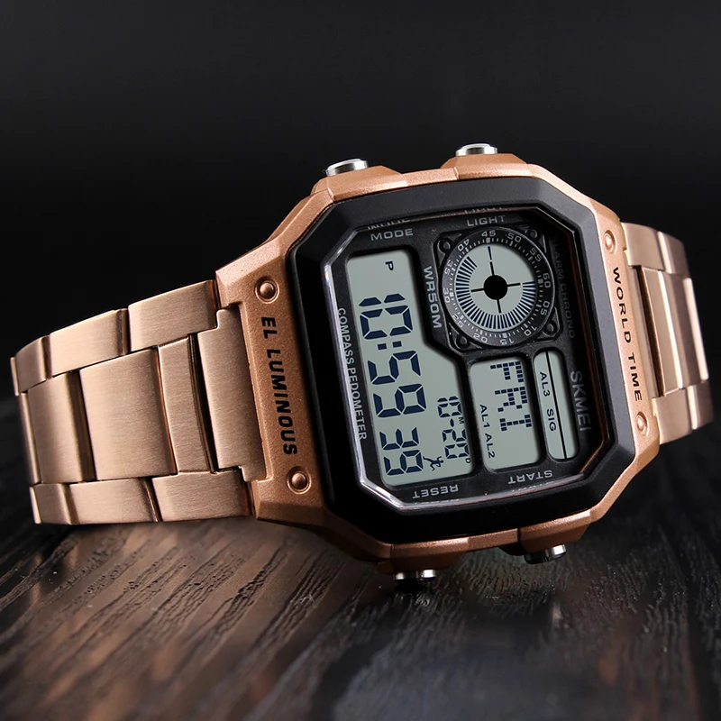 Компас Цифровой Спорт на открытом воздухе Для мужчин часы лучший бренд Роскошные