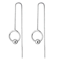 hot sale wholesale new round design fashion 925 sterling silver long drop earrings for women jewelry christmas gift