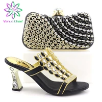 latest design matching shoes and bag set in heels african wedding shoes and bag set decorated with rhinestone womens shoes heels