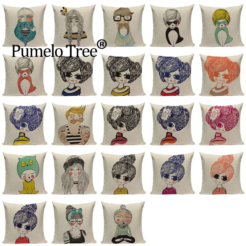 Креативная наволочка для девочек подушки из хлопка и льна чехол 45x45 см дивана