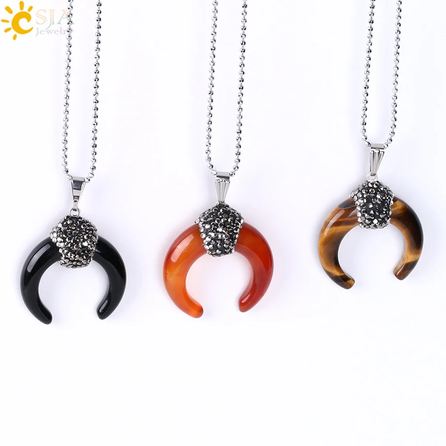 Подвеска в виде полумесяца CSJA подвеска из натурального камня с опалом Лазуритом