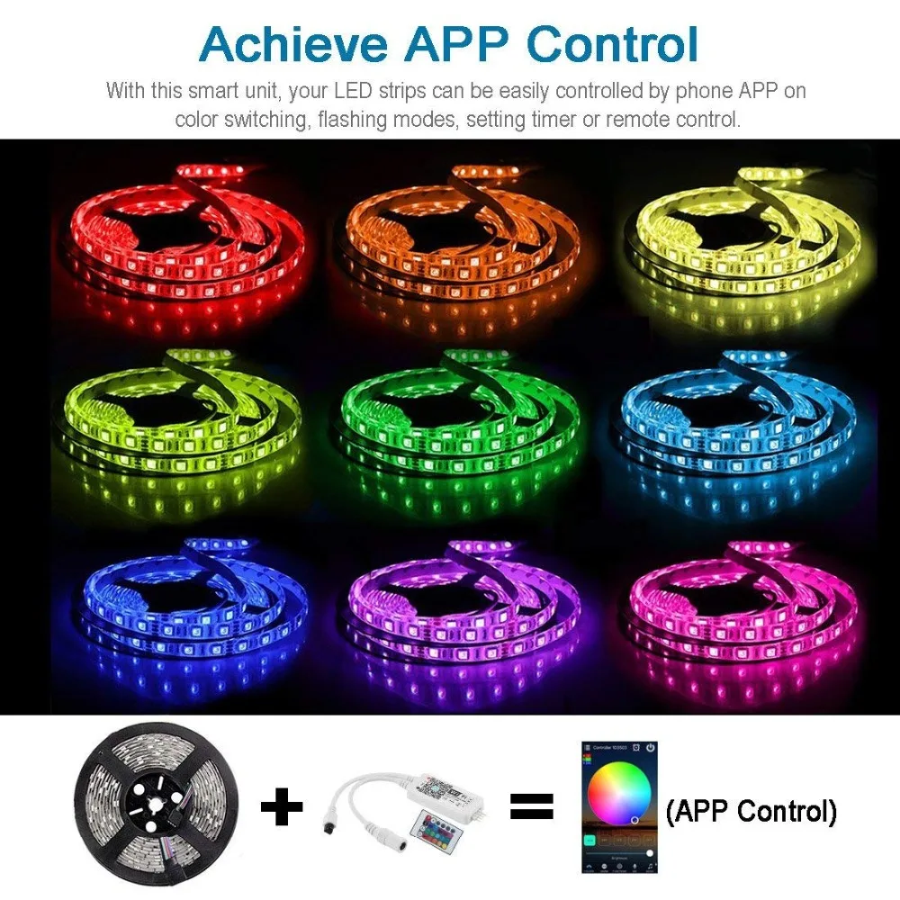 Умный WiFi RGB светильник для управления 5050 3528 Светодиодный Рождественская лента светильник 24 ключа дистанционного управления работа с Alexa и Google Home