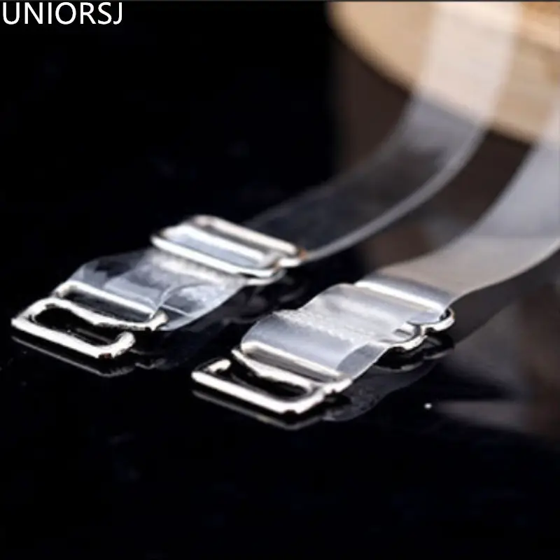 3Pairs=6Pcs 1.8CM Metal Buckle Bra Straps Belt Women's Elastic Transparent Matte Silicone Adjustable Baldric |