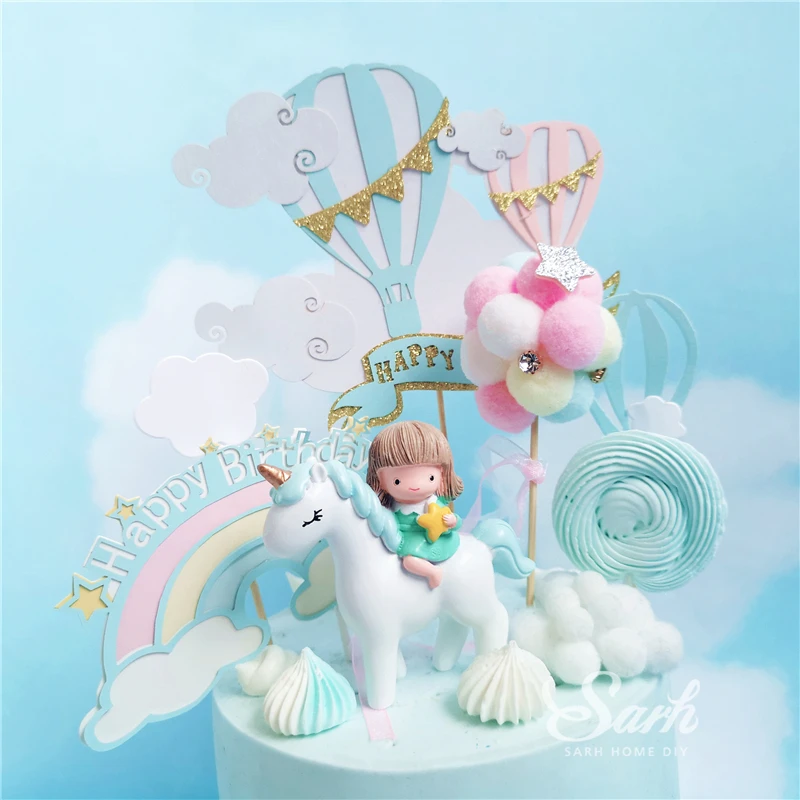 Надпись на день рождения двухслойный Радужный Топпер для торта украшения