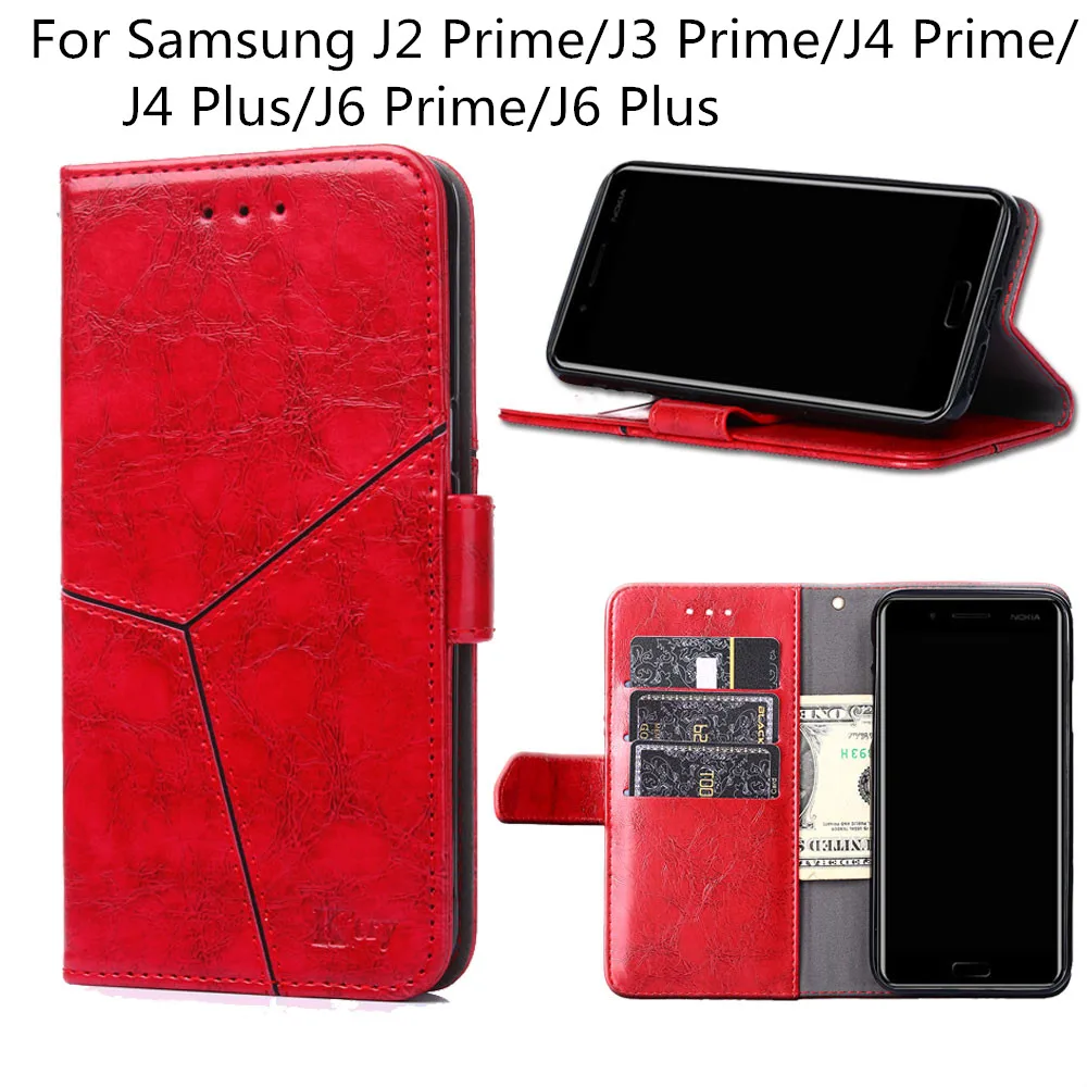 Чехол для Samsung J2 Prime J3 премьер J4 плюс J6 мода из искусственной кожи кошелек Обложка