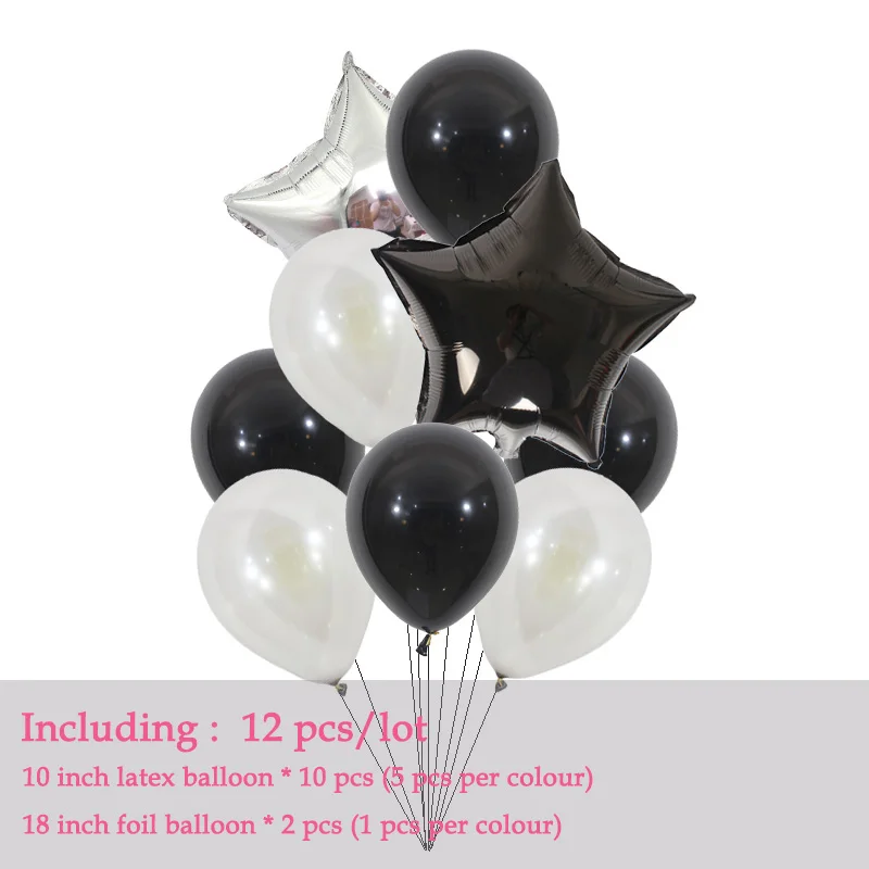 silver black 12pcs Серебристые, черные вечерние шары на 30 дней рождения, золотые, черные, вечерние, декоративные шары на 30, 40, 50, 60, 70, вечерние шары с цифрами - Цвет: silver black 12pcs