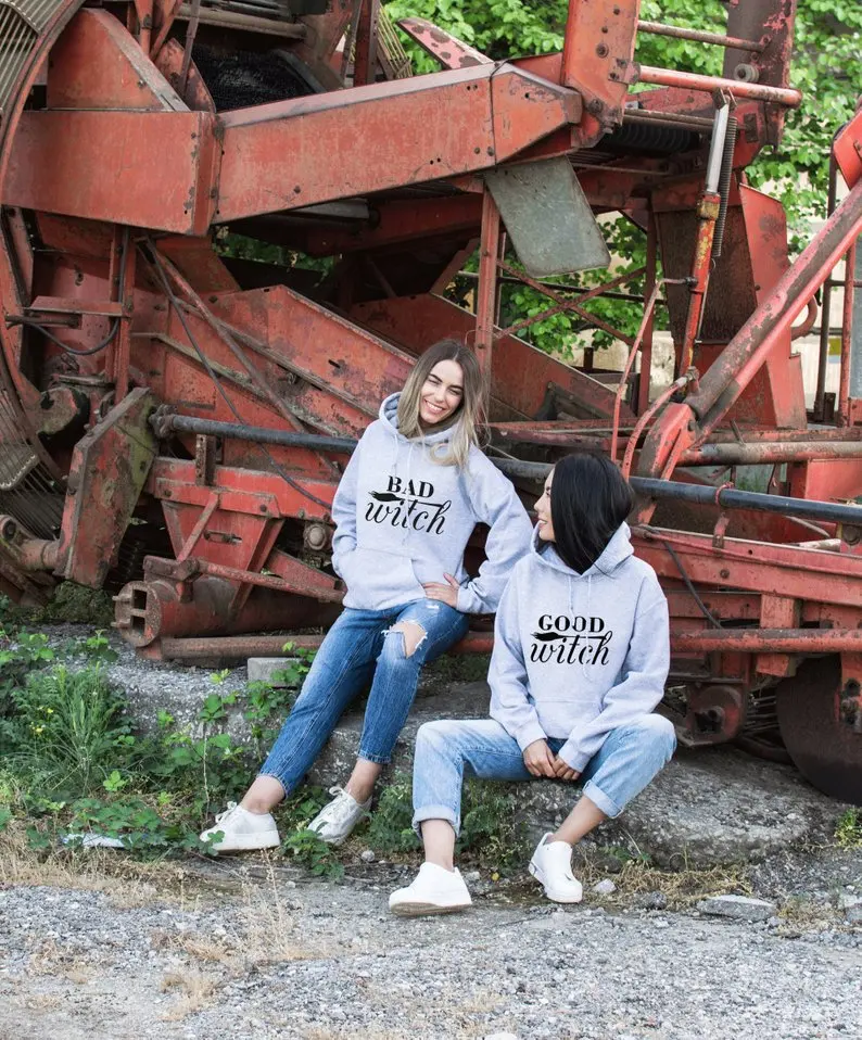 Skuggnas Хорошая ведьма плохой ведьма BFF Толстовка для хеллоуина соответствующие Хэллоуин-Толстовка Best друг Толстовка BFF костюмы подарок для друга