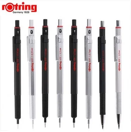 Rotring 600 0,5 мм/0,7 мм механический карандаш серебристый/черный металлический автоматический карандаш Канцелярский дизайн ручка для рисования