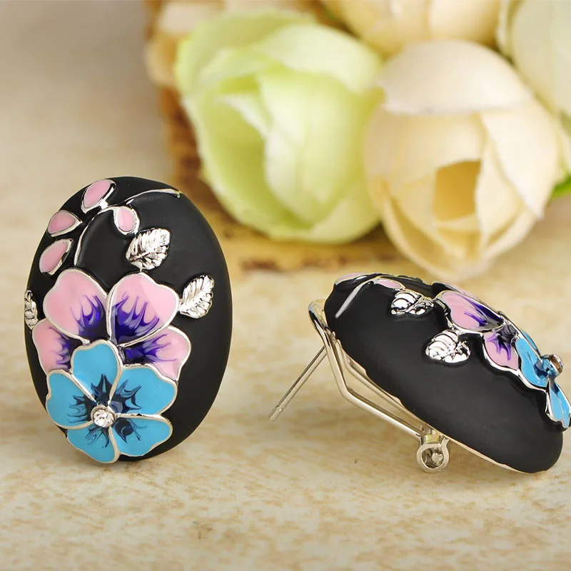 Женские серьги пусеты Blucome Классические Золотые Серьги золотого цвета с эмалью