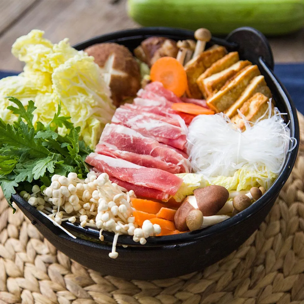 Японская традиционная чугунная антипригарная железная кастрюля Sukiyaki с