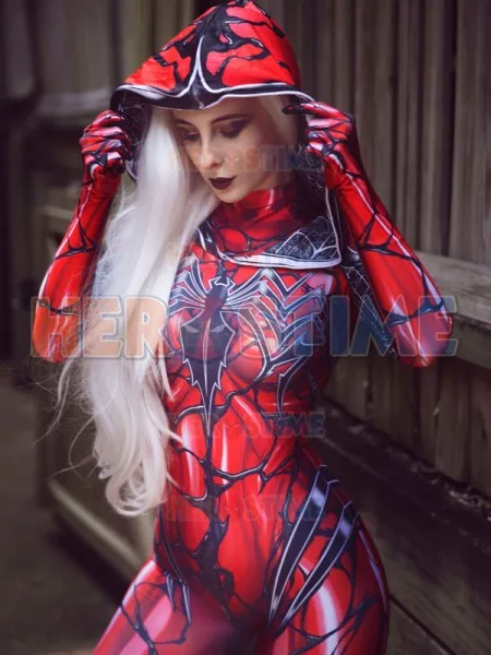 Carnage Гвен Паук Женский Хэллоуин детей/взрослых костюм Человека паука спандекс