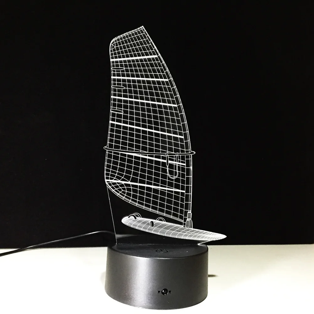3D парусная лодка узор светильник светодиодный Ночные огни с USB кабель освещения как крытый украшения комнаты 7 цветов на день рождения Декор подарок