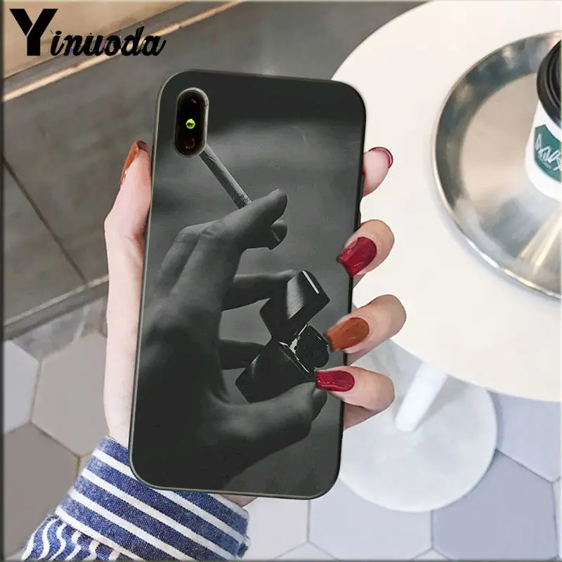 Yinuoda сигарета Эстетическая Черная мягкая оболочка телефон чехол для iPhone 8 7 6 6S Plus 5 5S SE XR X XS MAX Coque Shell