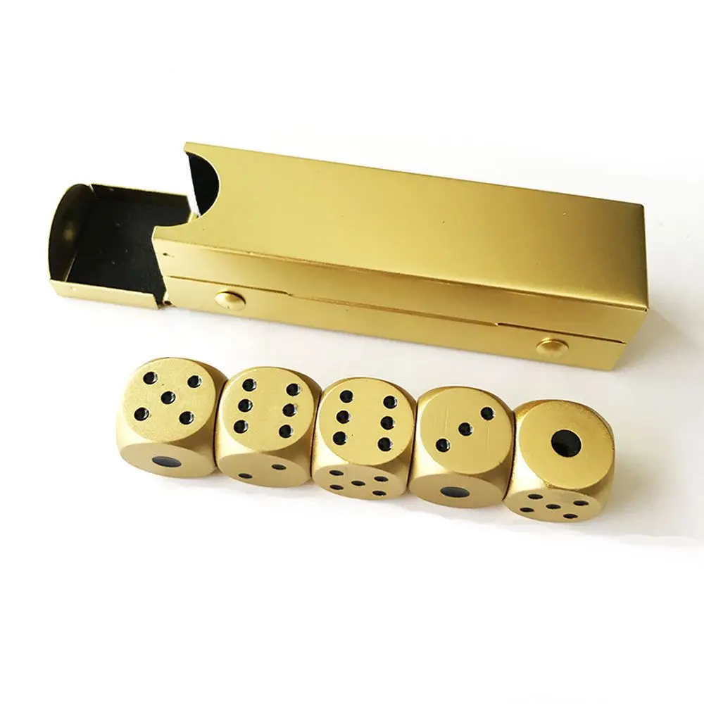 Gold Rectangle 5 шт. игральные кости и коробка с кубиками настольная игра s для взрослых алюминиевый сплав для покера игральные кости для взрослых Семейная Игра Волшебная настольная игра - Цвет: Gold Rectangle
