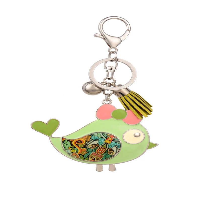 Модные украшения для домашних животных эмалированные брелки ключей в виде птицы