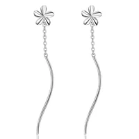 new fashion five petals short eardrops silver plated jewelry plain flowers frangipani wave women dangle earrings xze248