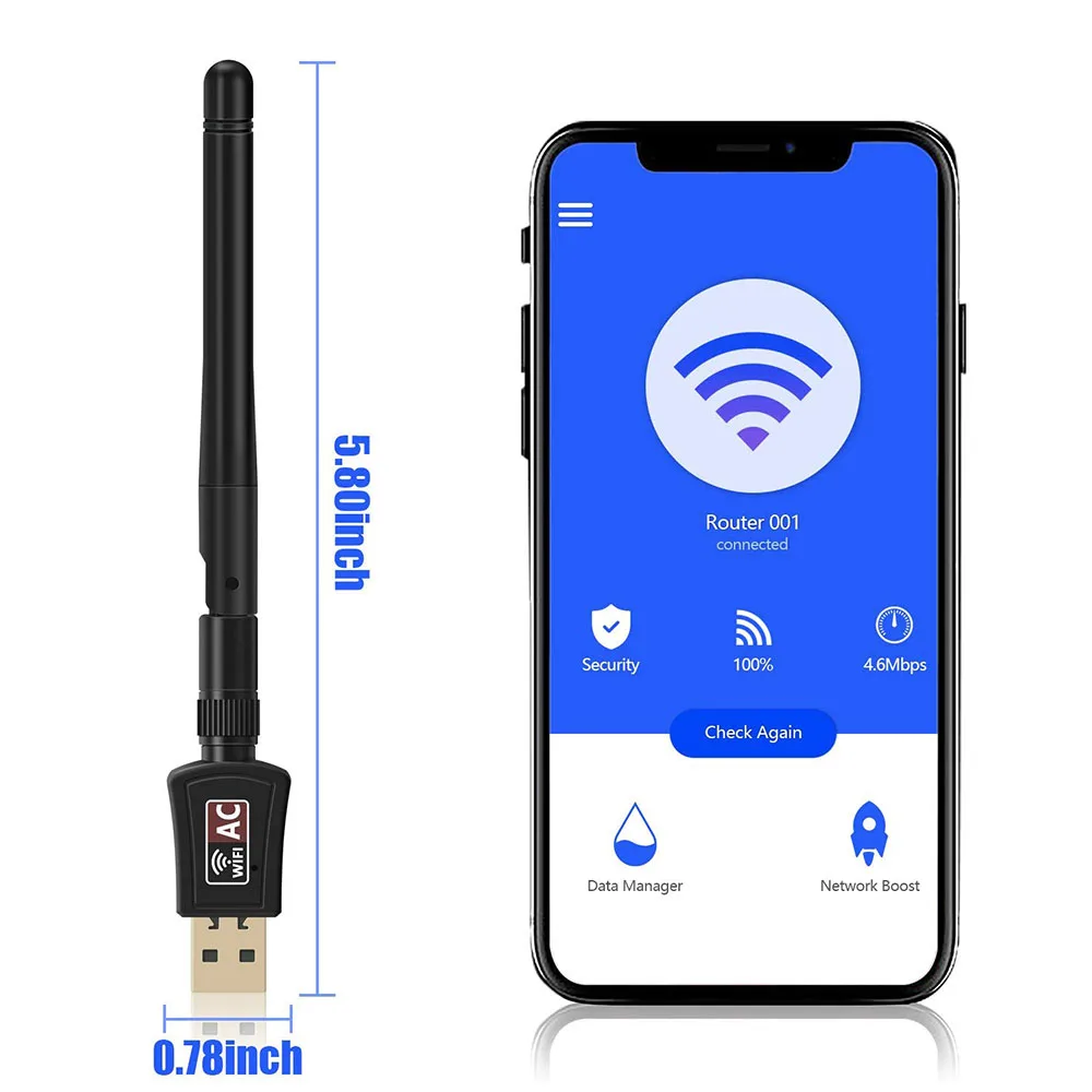 AC 600M более быстрый беспроводной wifi USB адаптер двухдиапазонный беспроводной USB ключ антенна сетевой адаптер для планшета ноутбука Destop PC