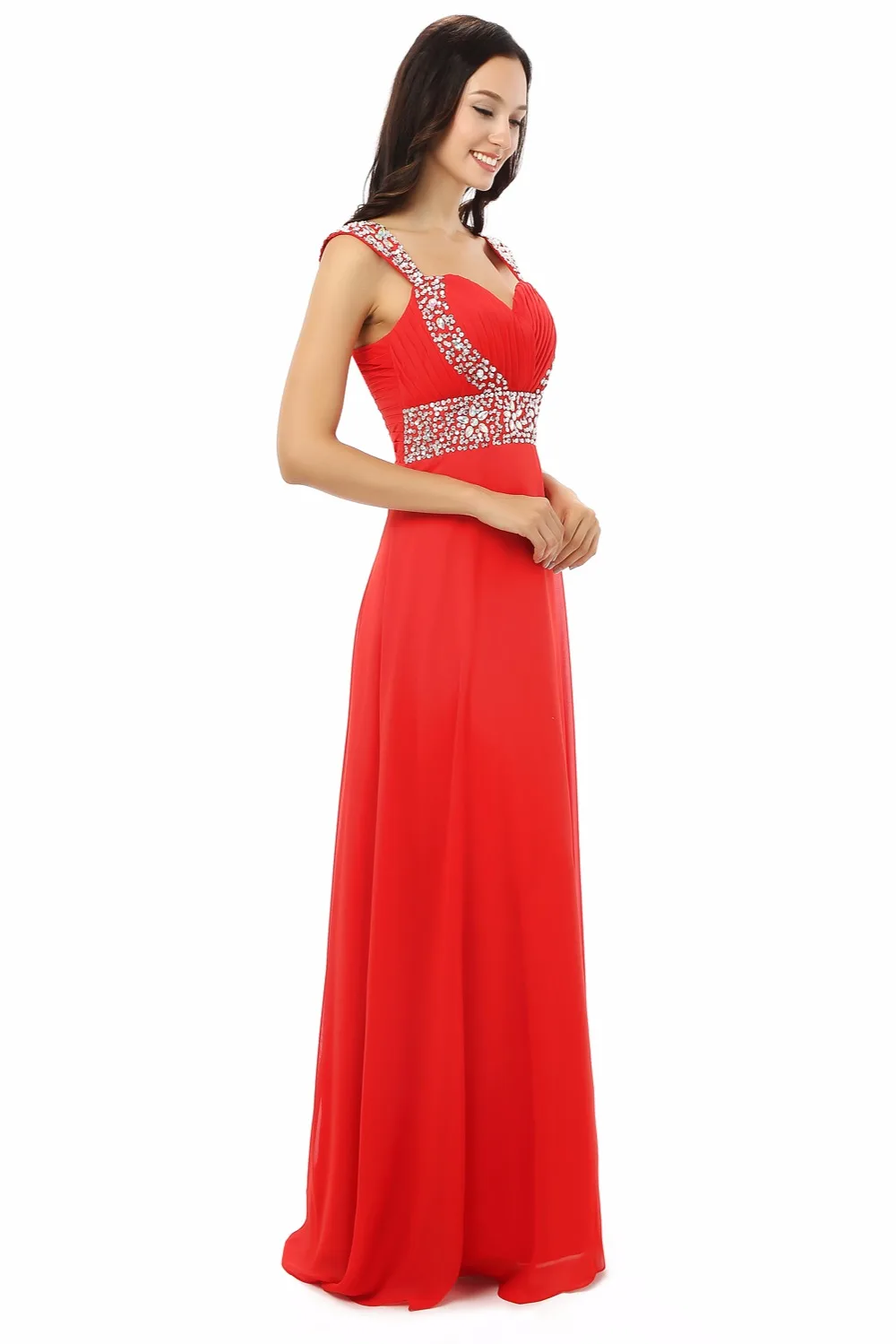 Forevergracedress Real Pictures Red Prom Dress High Quality Spaghetti Strap Crystal Chiffon Long Formal Party Gown Plus Size | Свадьбы и