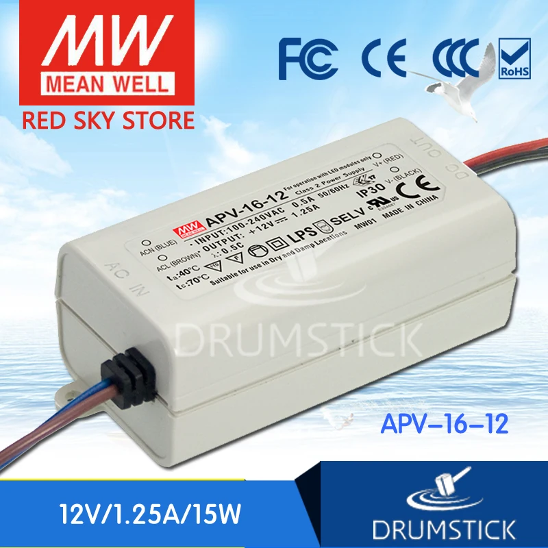 Meanwell APV-16-12 12V 1.25A meanwell APV-16 15W одиночный выход Индикатор импульсный источник