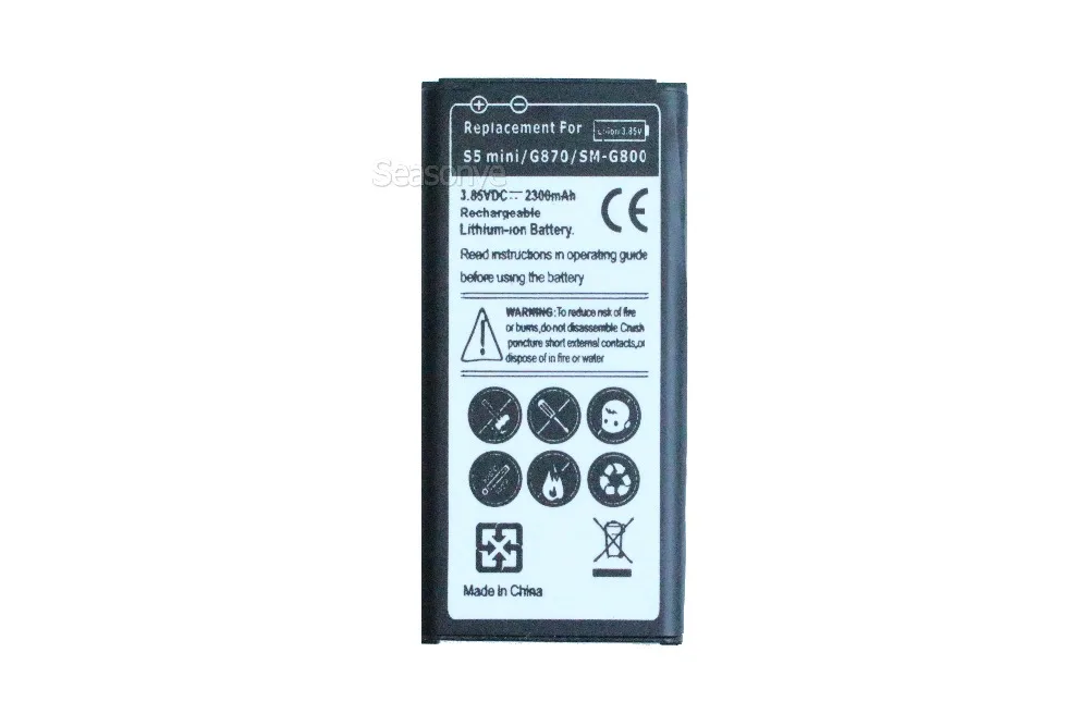 Seasonye 2 шт./лот 2300 мА/ч EB-BG800BBE 3.85VDC запасная батарея для Samsung Galaxy SV мини S5 G870 SM-G800F SM-G800H