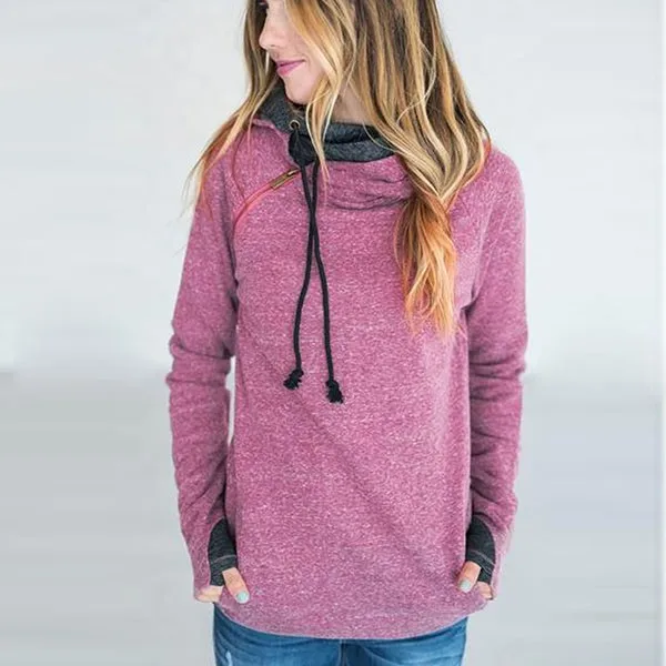 Новый Женский С Капюшоном Длинным Рукавом Лоскутное Тонкий Мода Пуловер