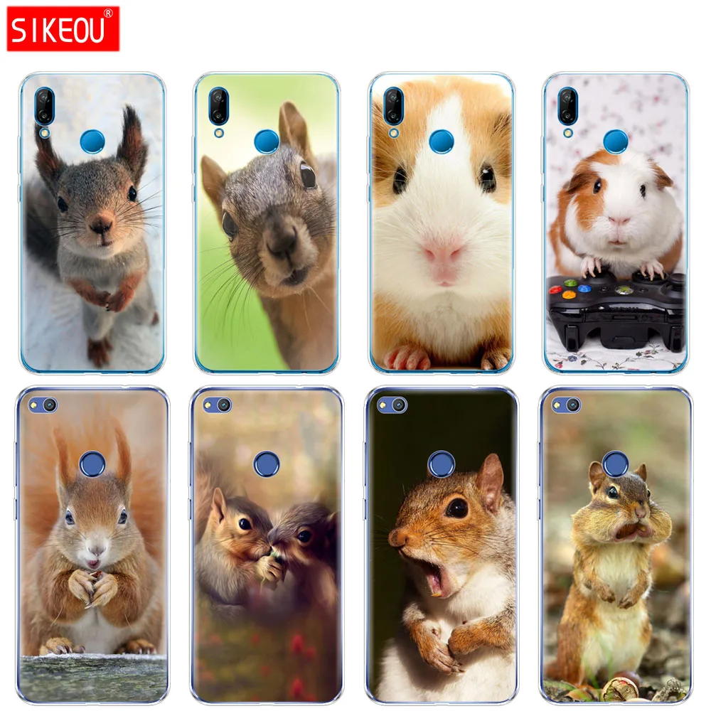 Silicone Cover Phone Case For Huawei P20 P7 P8 P9 P10 Lite Plus Pro 2017 p smart 2018 squirrel Guinea Pig Mouse peanut greedy | Мобильные