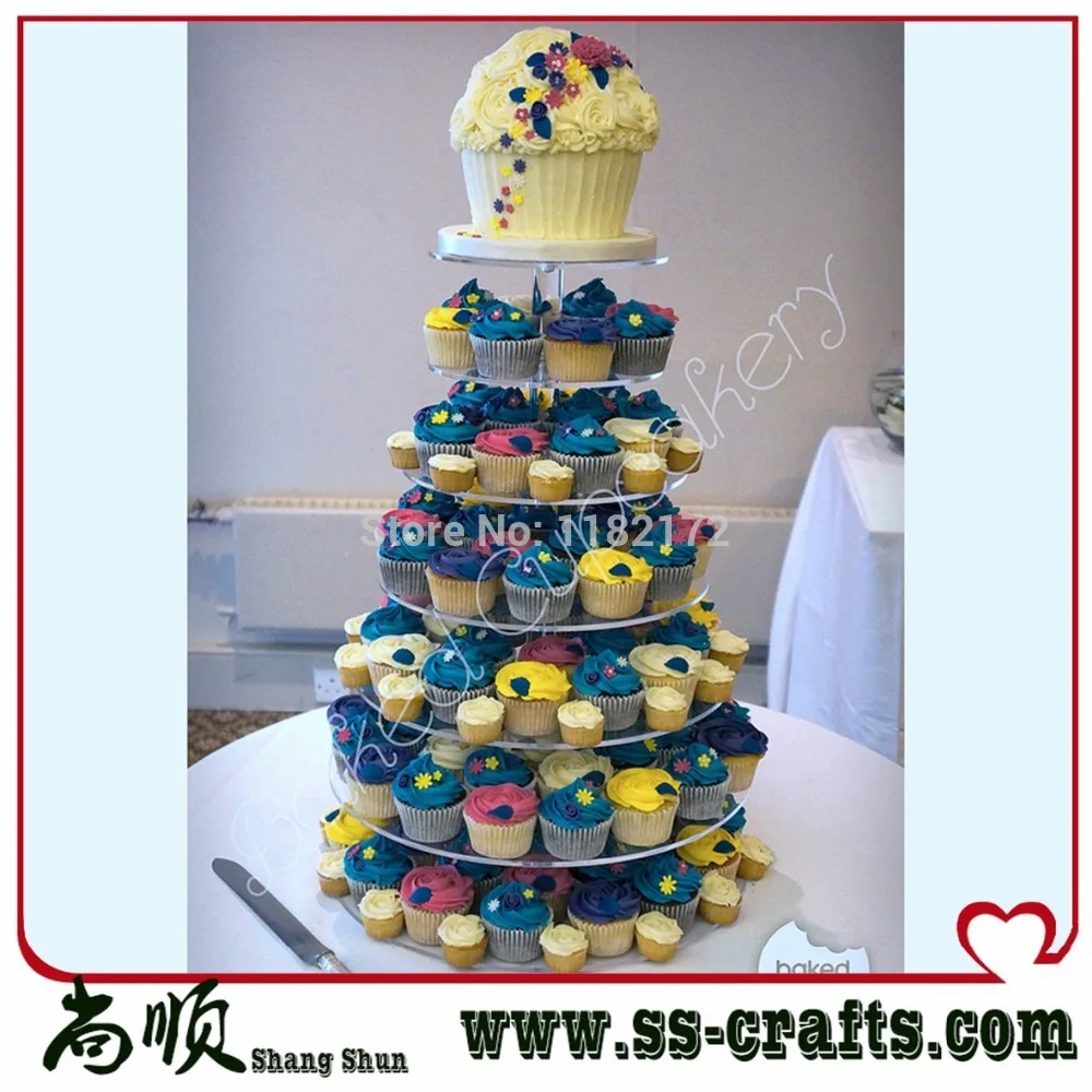 

Clear Maypole Acrylic Cupcake Stand, 7 Tier Round Cupcake Stands/7 Tier Wedding Cake Stands