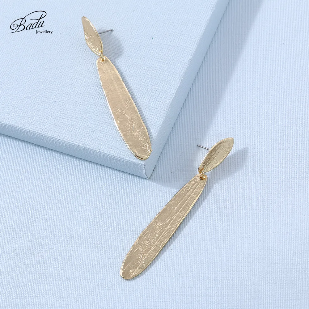 Badu Long Stud Earring Women Copper Light Nickle &amp Lead Free Metallic Earrings Fashion Jewelry Simple Style Wholesale | Украшения и
