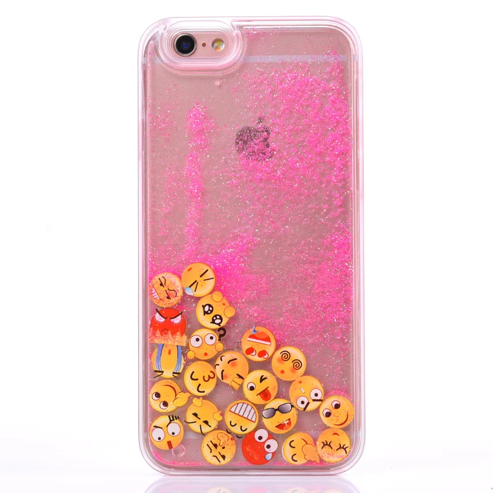 Прекрасный Световой улыбка лицо Emoji динамический жидкость зыбучие пески Coque