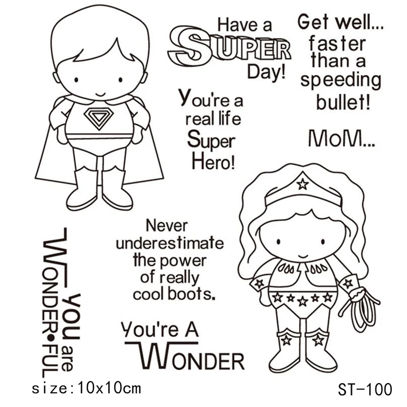 

ZhuoAng Cute superman Transparent Clear Stamps DIY Scrapbooking Album Card Making DIY Decoration Making Embossing Stencil
