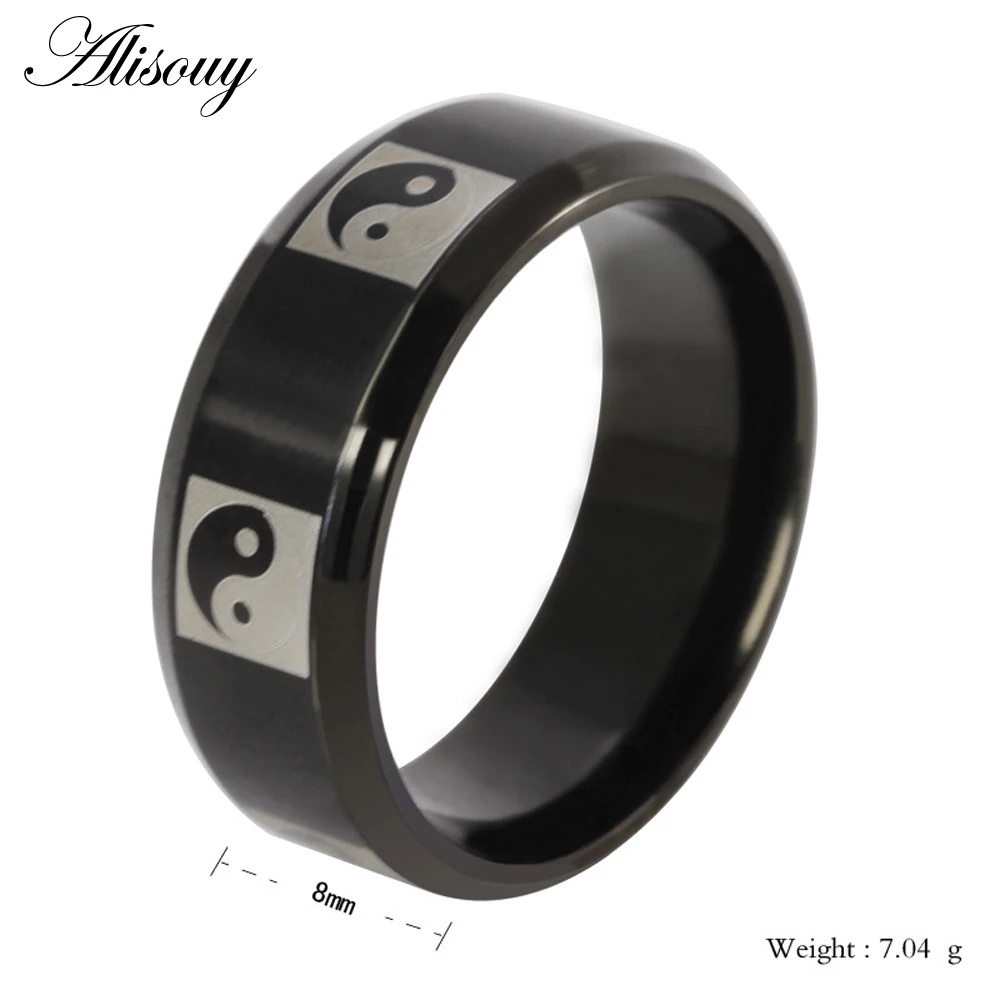 2019 Personality Influx of Men Eight Diagrams Ring Classic Vintage Black Titanium Stainless Steel for men women | Украшения и