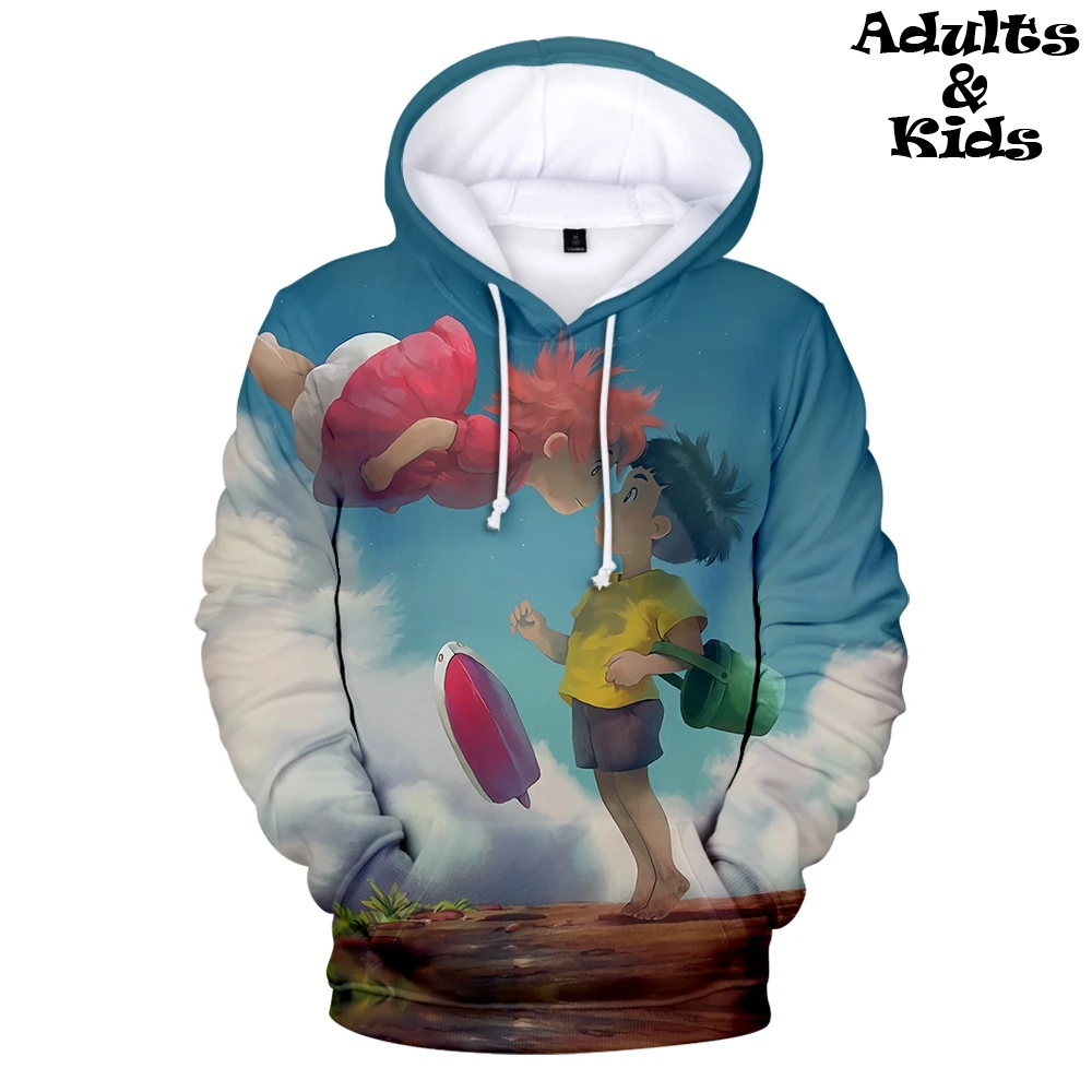 Новинка толстовка с капюшоном Ponyo на скале 3D семейная одежда уличная Толстовка