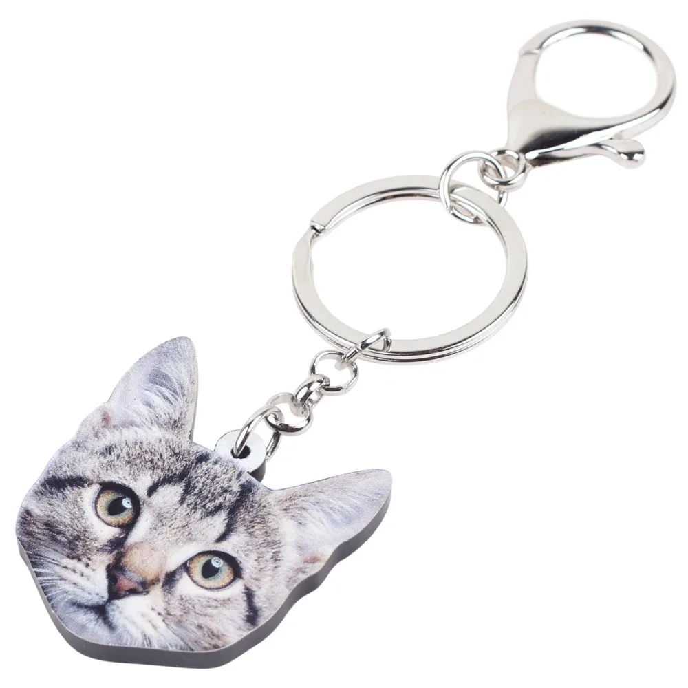 Bonsny акрил новинка мультфильм котенок кошка брелок для ключей кольца ювелирные