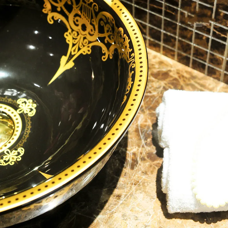 Керамическая Столешница раковина фарфоровые раковины черные для ванной