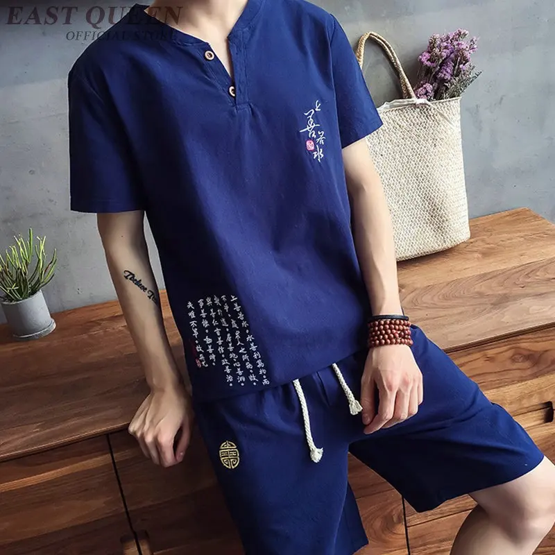 Traditional chinese clothing for men two piece set top and pants traditional suits AA3812 Y A | Тематическая одежда и